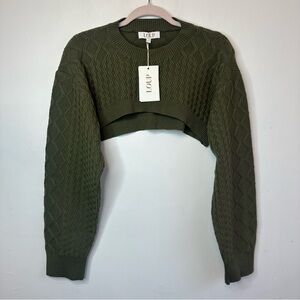 LOUP Women’s Green Long Sleeve Crop Sweater Sexy Size L Large NWT
